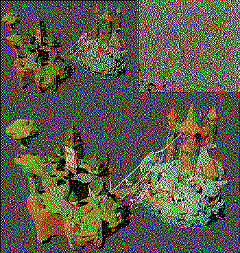Source scene, UV chart, baked color-normal low poly.